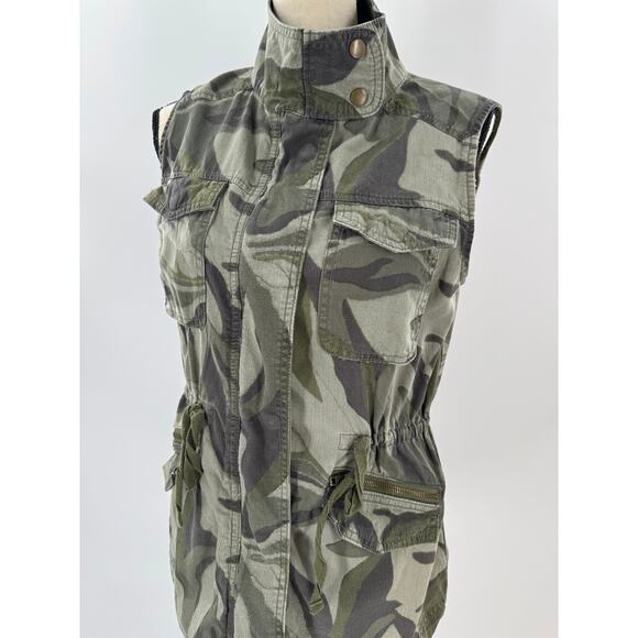 Nordstrom Caslon Green Camo Utility Vest Military Pockets Small - Picture 2 of 12